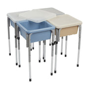 4 Station Square Sand and Water Table with Lids - Sand/Powder Blue