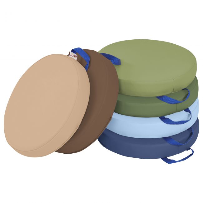 SoftZone Round Floor Cushion with Handle 6-Piece - Earthtone
