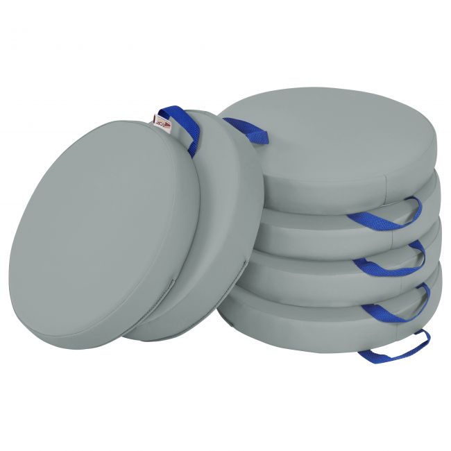 Softzone Round Floor Cushion With Handle, 6piece Grey