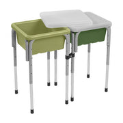 2 Station Square Sand and Water Table with Lids - Fern Green/Hunter Green