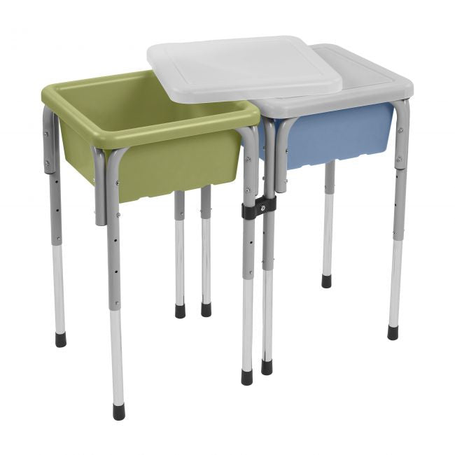 2 Station Square Sand and Water Table with Lids - Fern Green/Powder Blue