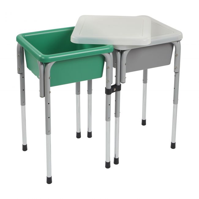 2 Station Square Sand and Water Table with Lids - Grey/Emerald