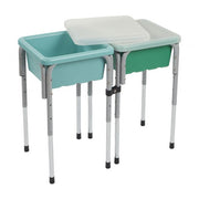 2 Station Square Sand and Water Table with Lids - Seafoam/Emerald