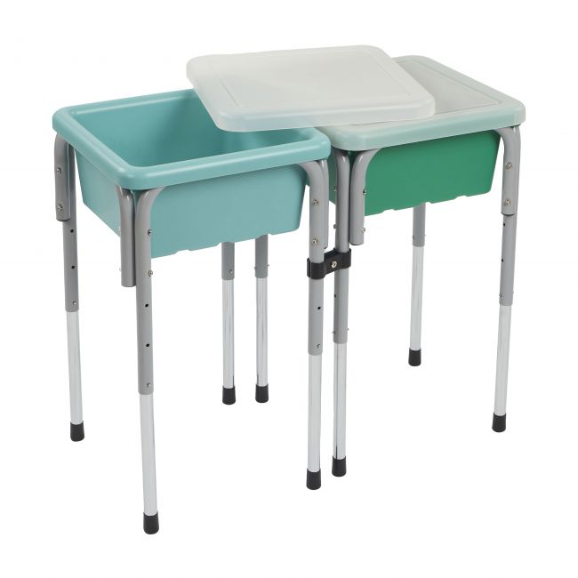 2 Station Square Sand and Water Table with Lids - Seafoam/Emerald