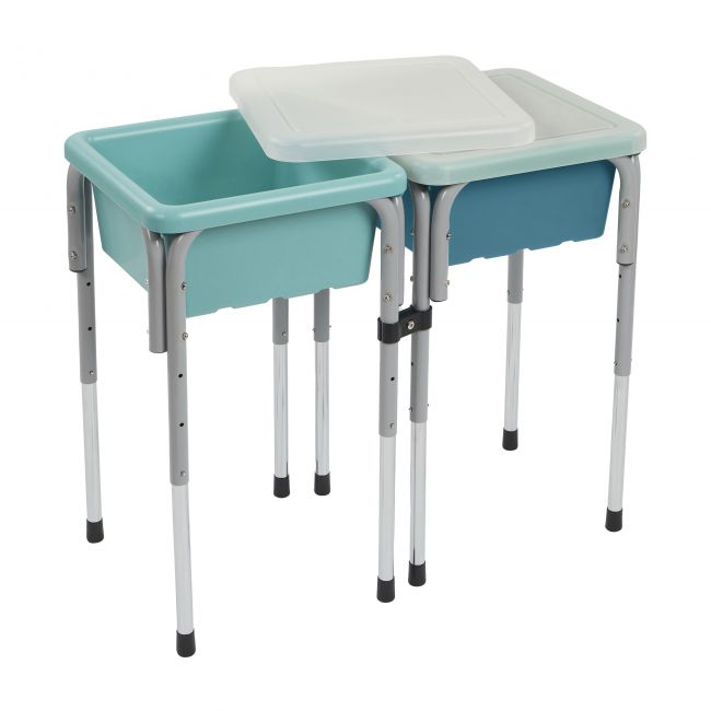 2 Station Square Sand and Water Table with Lids - Seafoam/Turquoise