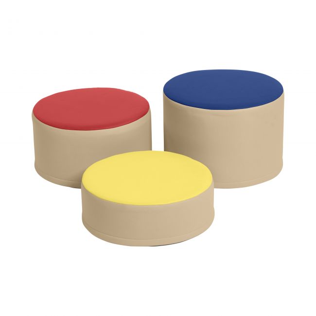 SoftZone Colorful Stump Stool Set 3-Piece - Assorted