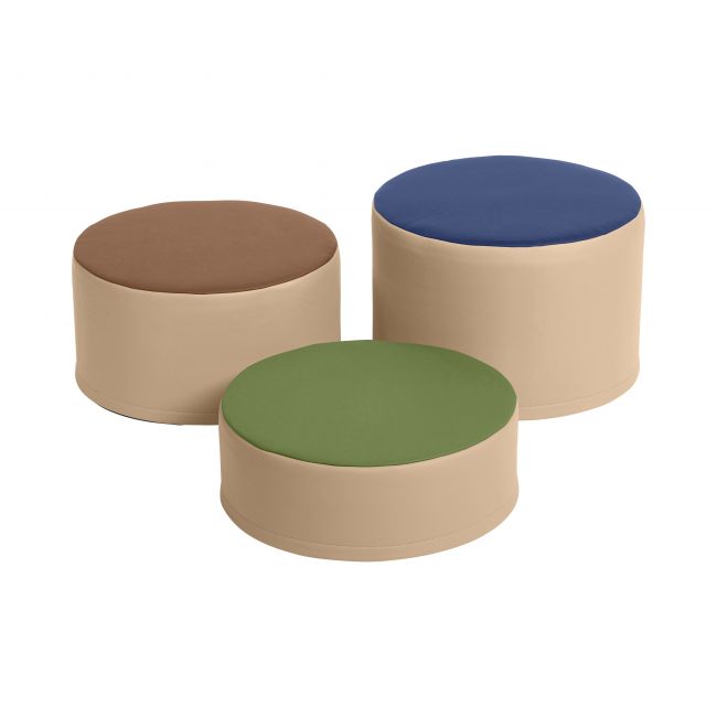 SoftZone Colorful Stump Stool Set 3-Piece - Earthtone