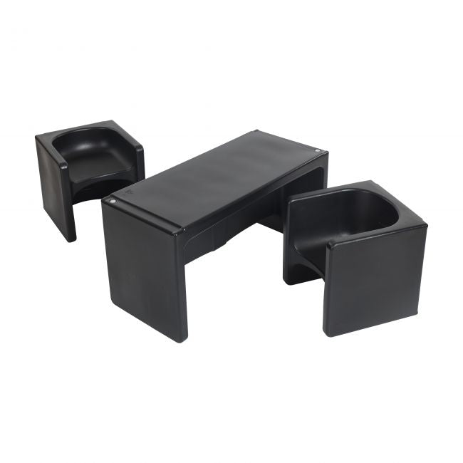 Tri-Me Multipurpose Table and Chairs 3-Piece Set - Black