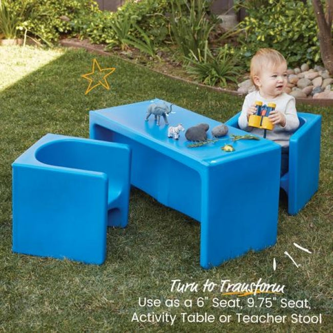 Tri-Me Multipurpose Table and Chairs 3-Piece Set - Blue