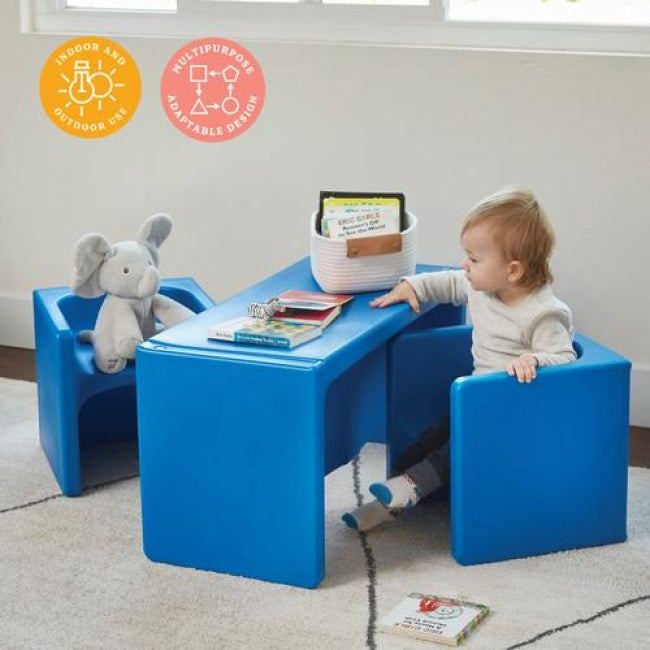 Tri-Me Multipurpose Table and Chairs 3-Piece Set - Blue