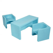 Tri-Me Multipurpose Table and Chairs 3-Piece Set - Cyan Blue