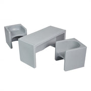 Tri-Me Multipurpose Table and Chairs 3-Piece Set - Light Grey