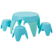 Ayana Table and Stool Set, Colorful Plastic Table and Chairs, Indoor/Outdoor - Cyan Blue