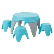 Ayana Table and Stool Set, Colorful Plastic Table and Chairs - Blue/Light grey