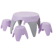 Ayana Table and Stool Set, Colorful Plastic Table and Chairs - Light Purple/Light Grey