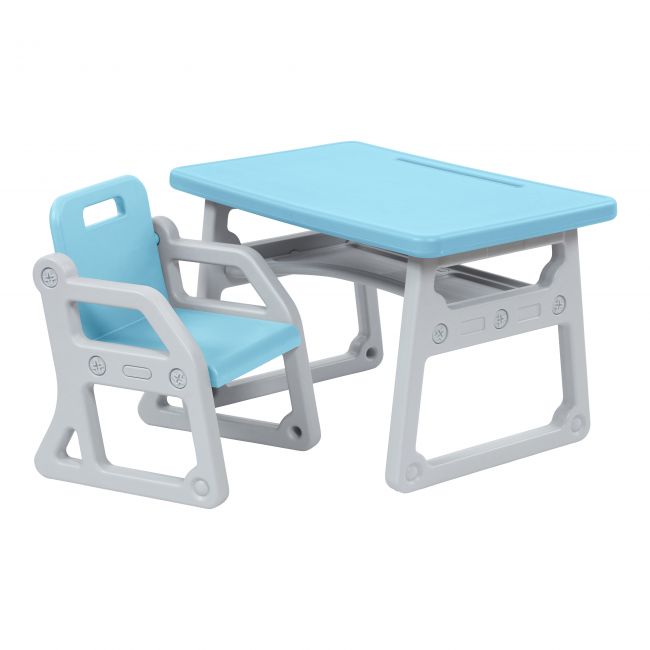 Toddler Plus Desk and Chair - Cyan/Light Grey