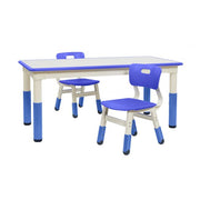 23in x 47in Rectangle Dry-Erase Activity Table and 2 Adjustable Height Plastic Chairs - Blue