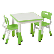 23in x 23in Square Dry-Erase Activity Table and 2 Adjustable Height Plastic Chairs - Grassy Green