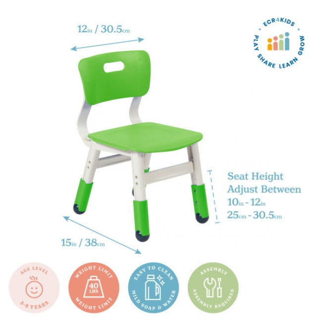 Adjustable Height Plastic Chairs 2-Pack - Grassy Green