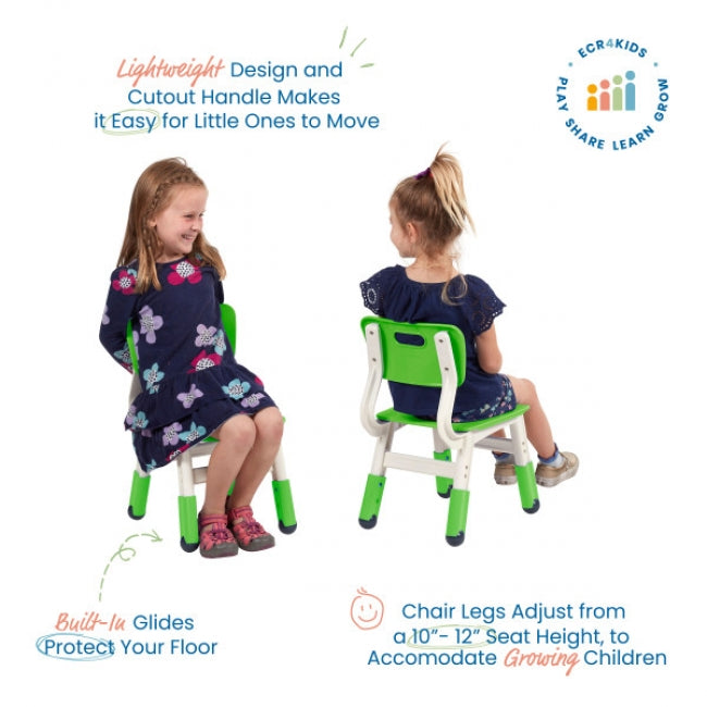 Adjustable Height Plastic Chairs 2-Pack - Grassy Green