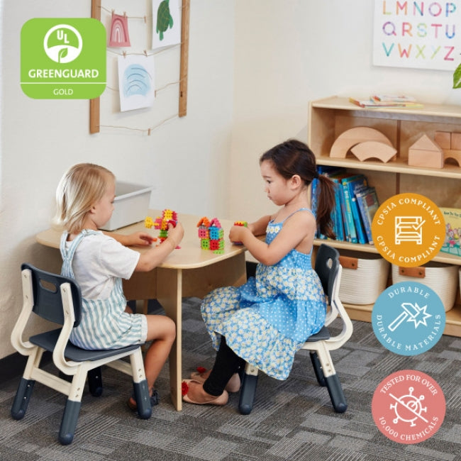 Adjustable Height Plastic Chairs 2-Pack - Grey