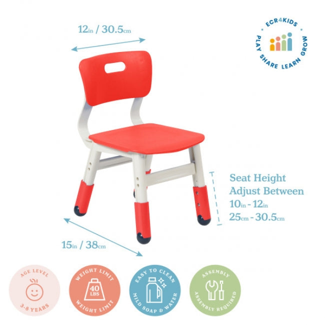 Adjustable Height Plastic Chairs 2-Pack - Red