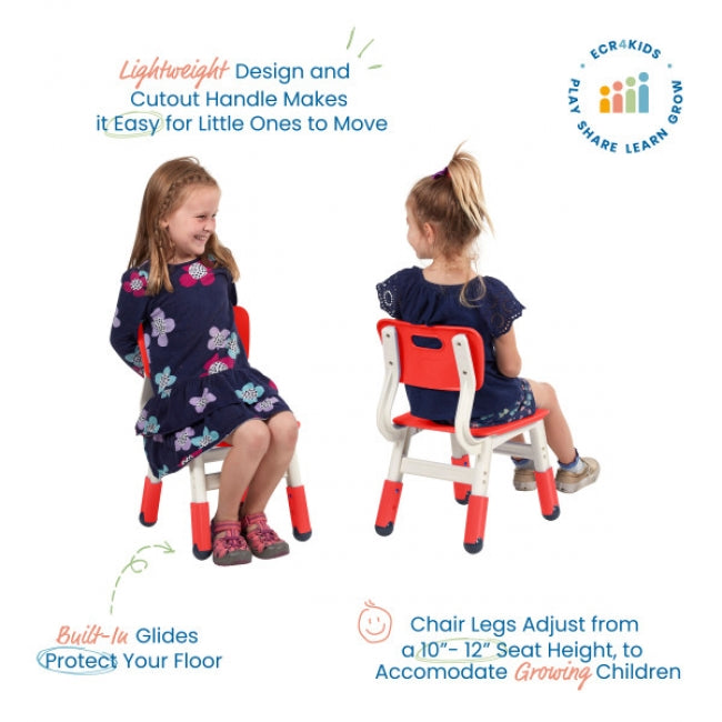 Adjustable Height Plastic Chairs 2-Pack - Red