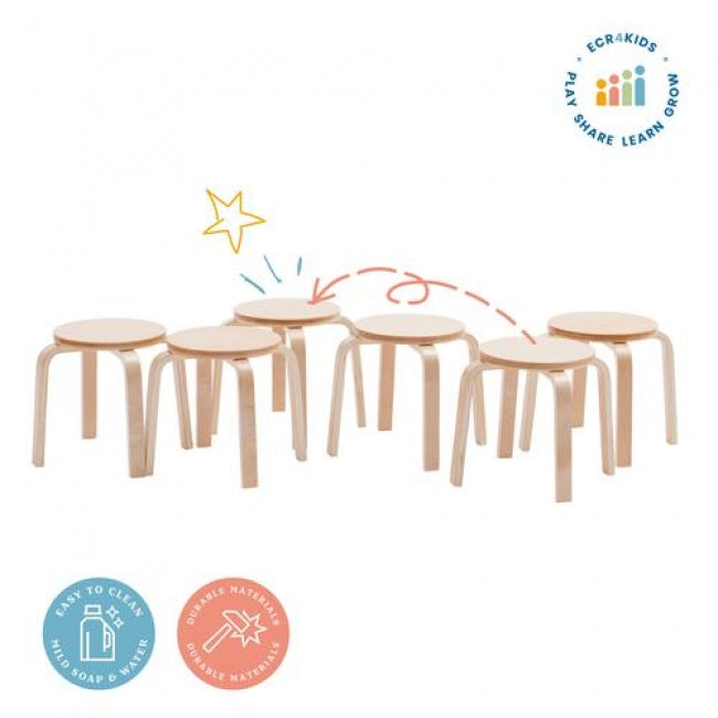 Bentwood Stools 6-Piece Set - Natural