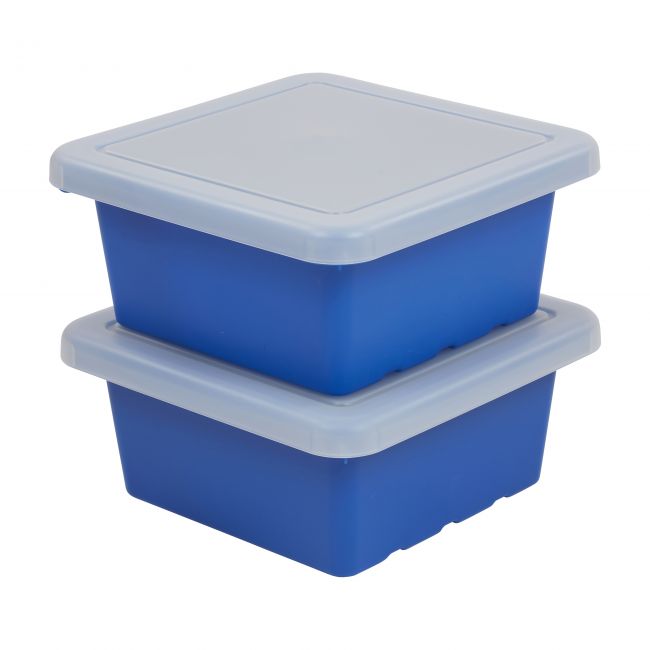 Square Bin with Lid 2-Pack - Blue
