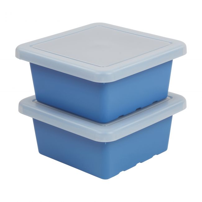 Square Bin with Lid 2-Pack - French Blue