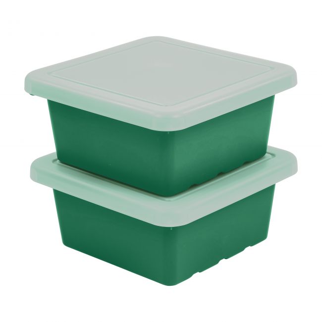 Square Bin with Lid 2-Pack - Green