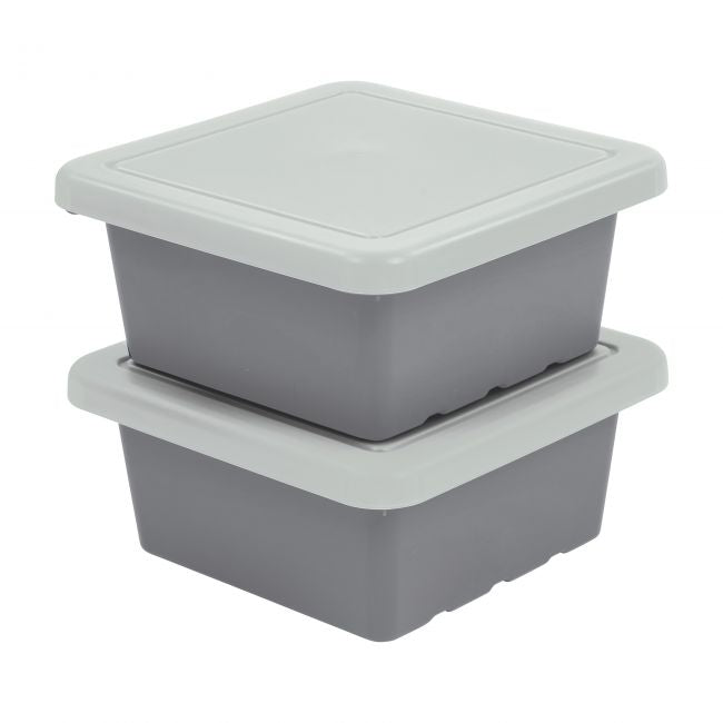 Square Bin with Lid 2-Pack - Grey