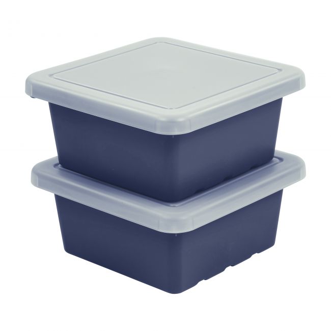 Square Bin with Lid 2-Pack - Navy