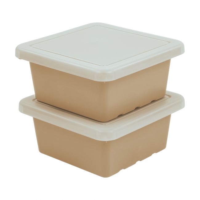Square Bin with Lid 2-Pack - Sand