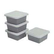 Square Bin with Lid 4-Pack - Grey