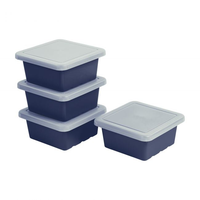 Square Bin with Lid 4-Pack - Navy