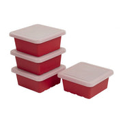 Square Bin with Lid 4-Pack - Red