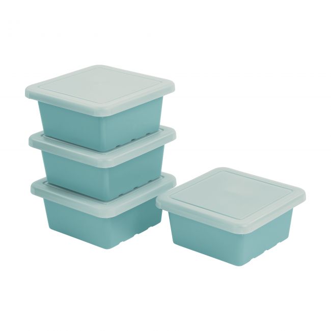 Square Bin with Lid 4-Pack - Seafoam