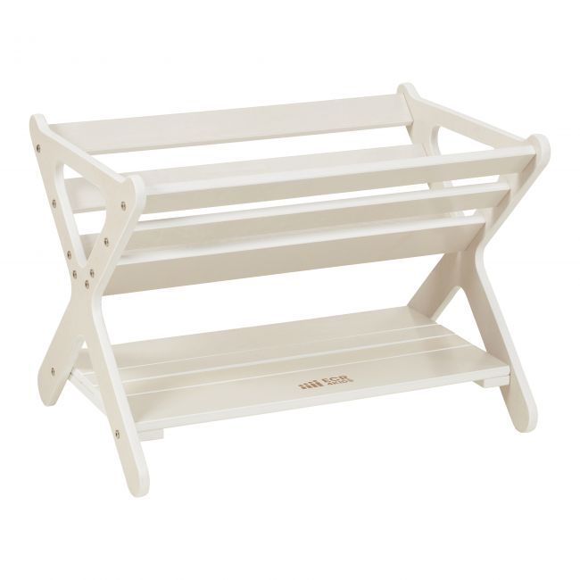 Birch Book Caddy with Shelf - White Wash