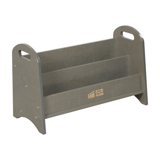 2-Shelf Tabletop Book Display with Handles 24in - Grey Wash