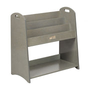3-Shelf Floor Book Display with Handles and Storage, 30in - Grey Wash