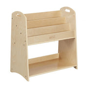 3-Shelf Floor Book Display with Handles and Storage, 30in - Natural