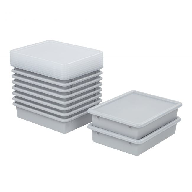 Small Tray with Lid 10-Pack - Light Grey