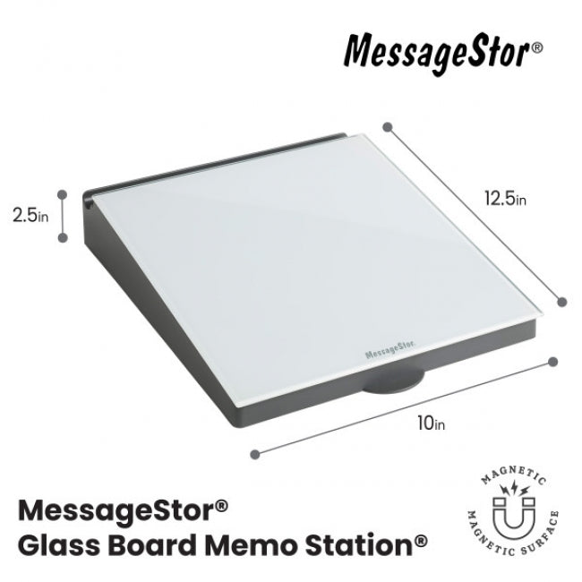 MessageStor Glass Board Memo Station