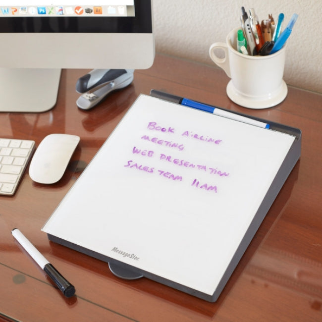 MessageStor Glass Board Memo Station