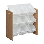 3-Tier Storage Organizer with 9 Bins - Dark Natural/White