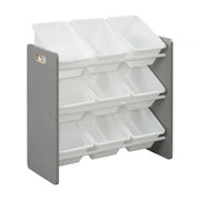 3-Tier Storage Organizer with 9 Bins - Grey/White