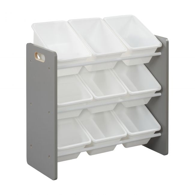 3-Tier Storage Organizer with 9 Bins - Grey/White