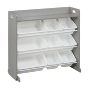 3-Tier Storage Organizer with Shelf and 9 Bins - Grey/White