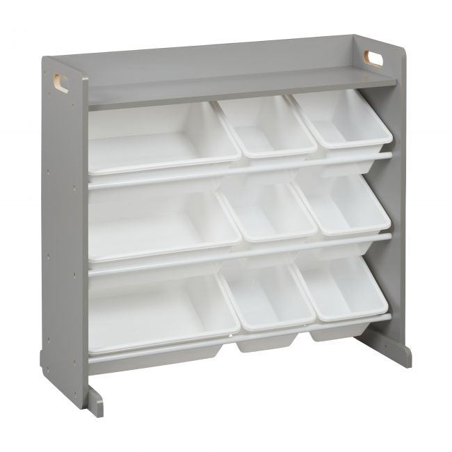 3-Tier Storage Organizer with Shelf and 9 Bins - Grey/White